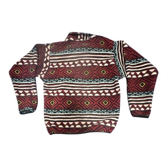 Patagonia Synchilla Sweater Men's Small Saltillo Cinder Red White Snap T Fleece - Picture 8 of 8